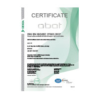 DEKRA ISO/IEC 27001:2017 certificate for abat+ GmbH confirms information security management