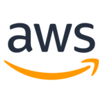 Amazon Web Services (AWS) logo with white lettering and orange arrow underneath.