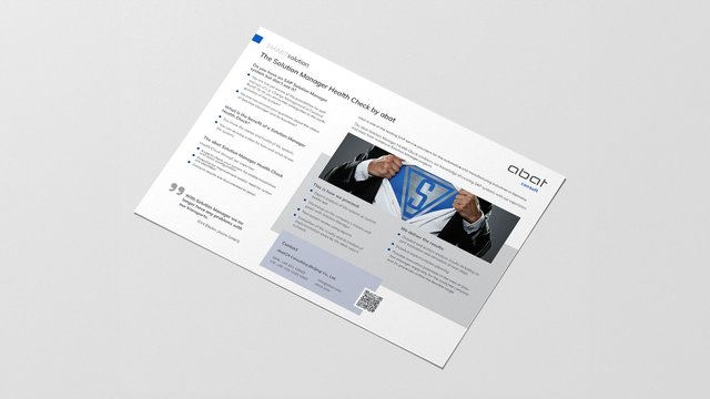 A flyer summarizing the abat SMARTsolution Solution Manager Health Check.