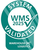 WMS 2024 validation seal from Warehouse Logistics, confirms validated warehouse management system.